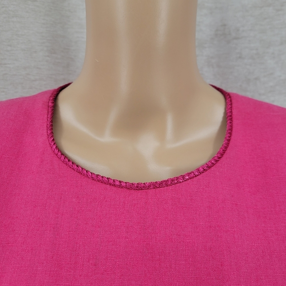 Adrianna Papell Vintage Linen Blend Short Tuplip Sleeve Sheath Dress - Picture 13 of 15